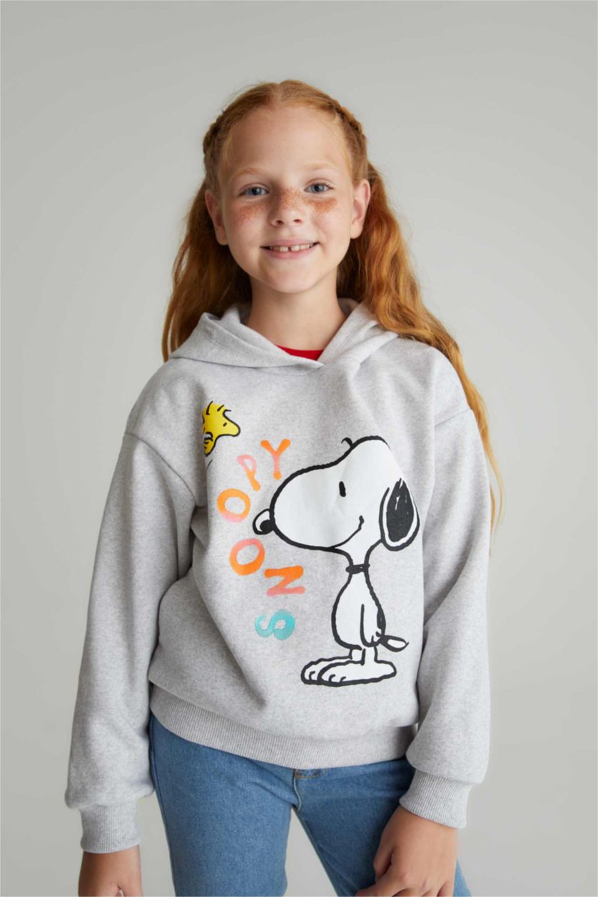 GIRLS & TEENS Light Grey Girl Snoopy Hoodie Sweatshirt