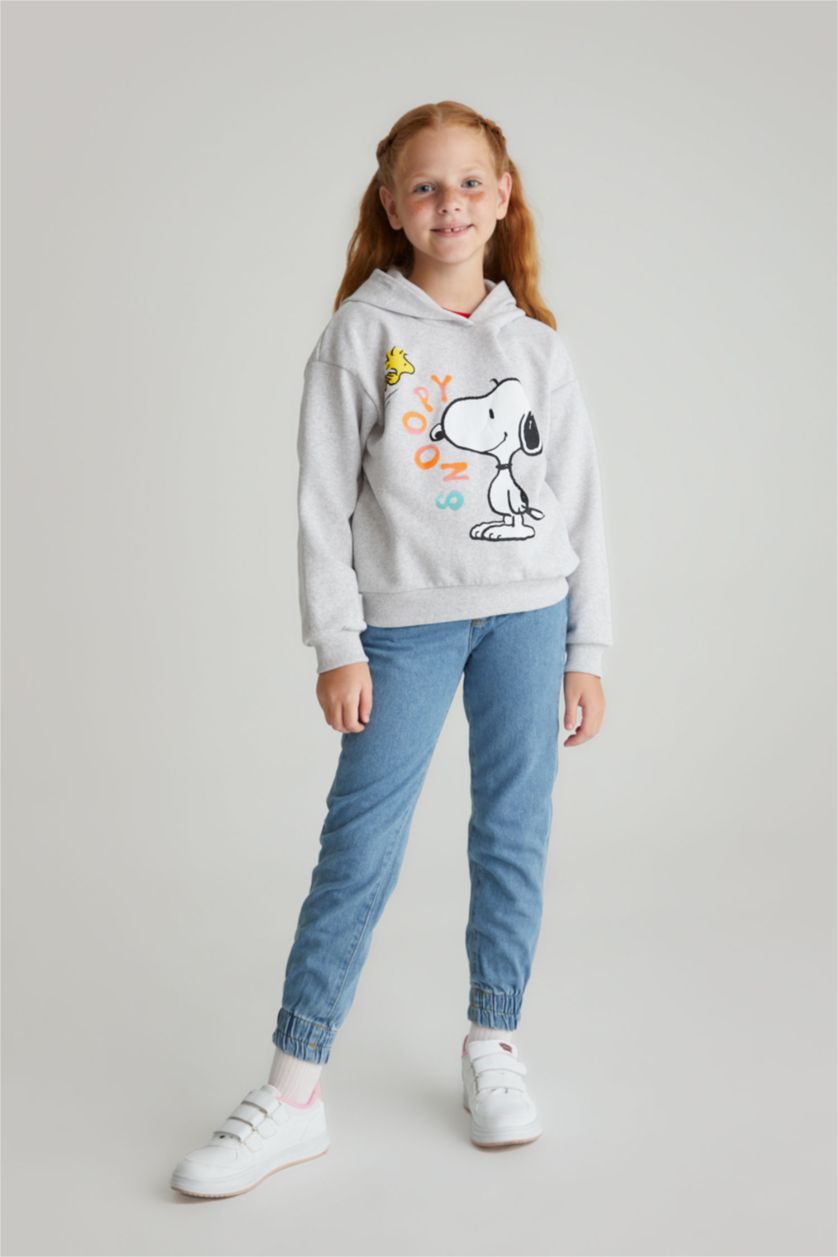 GIRLS & TEENS Light Grey Girl Snoopy Hoodie Sweatshirt