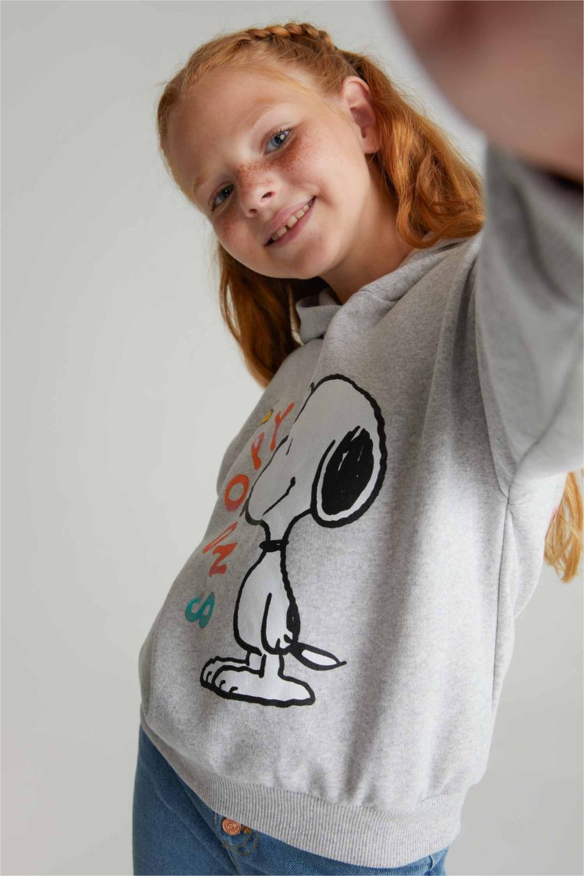 GIRLS & TEENS Light Grey Girl Snoopy Hoodie Sweatshirt