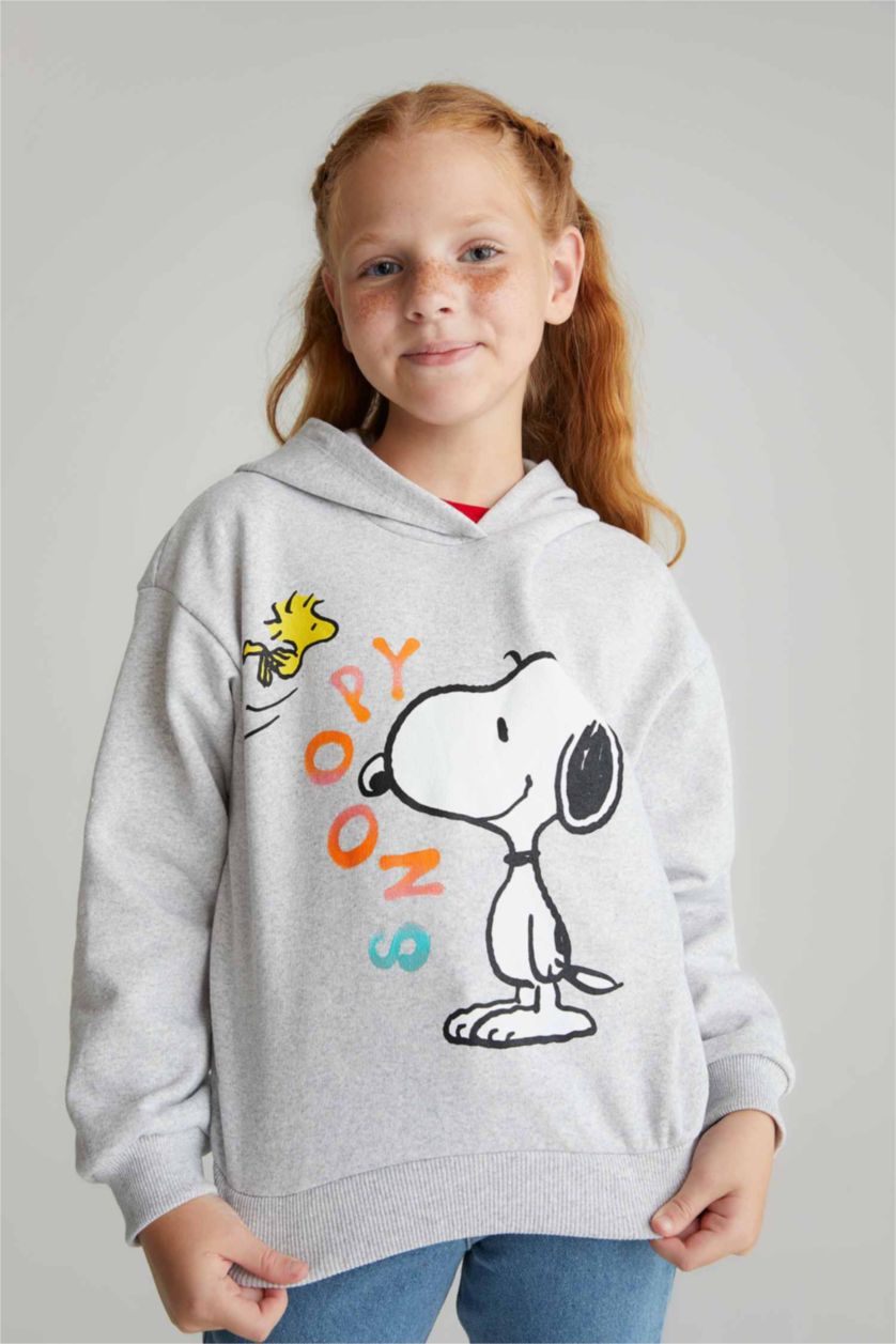 GIRLS & TEENS Light Grey Girl Snoopy Hoodie Sweatshirt