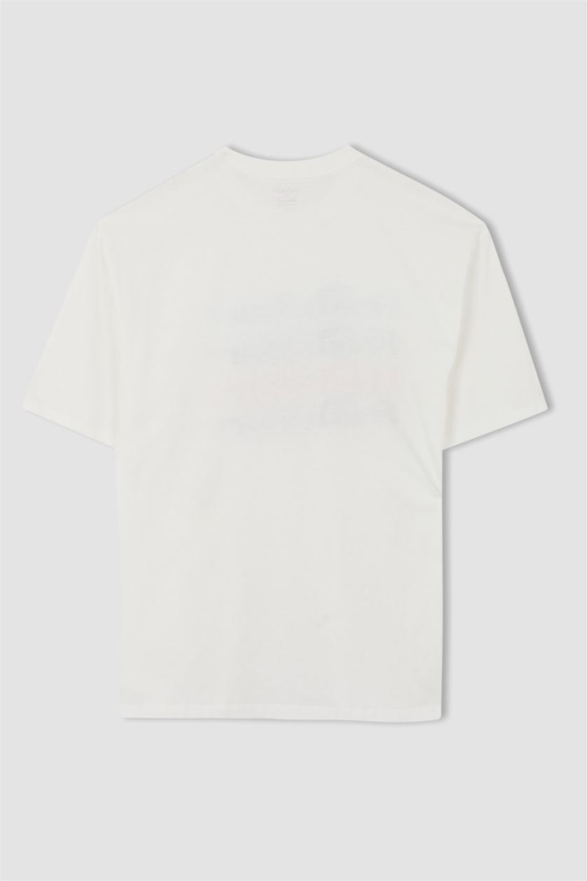 HOMME Écru T-Shirt Ample İmprimé À Col Rond