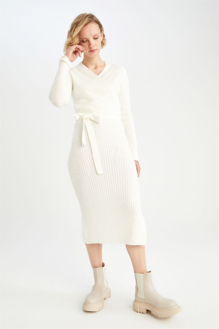 WOMAN Ecru Slim Fit Ribana Cardigan