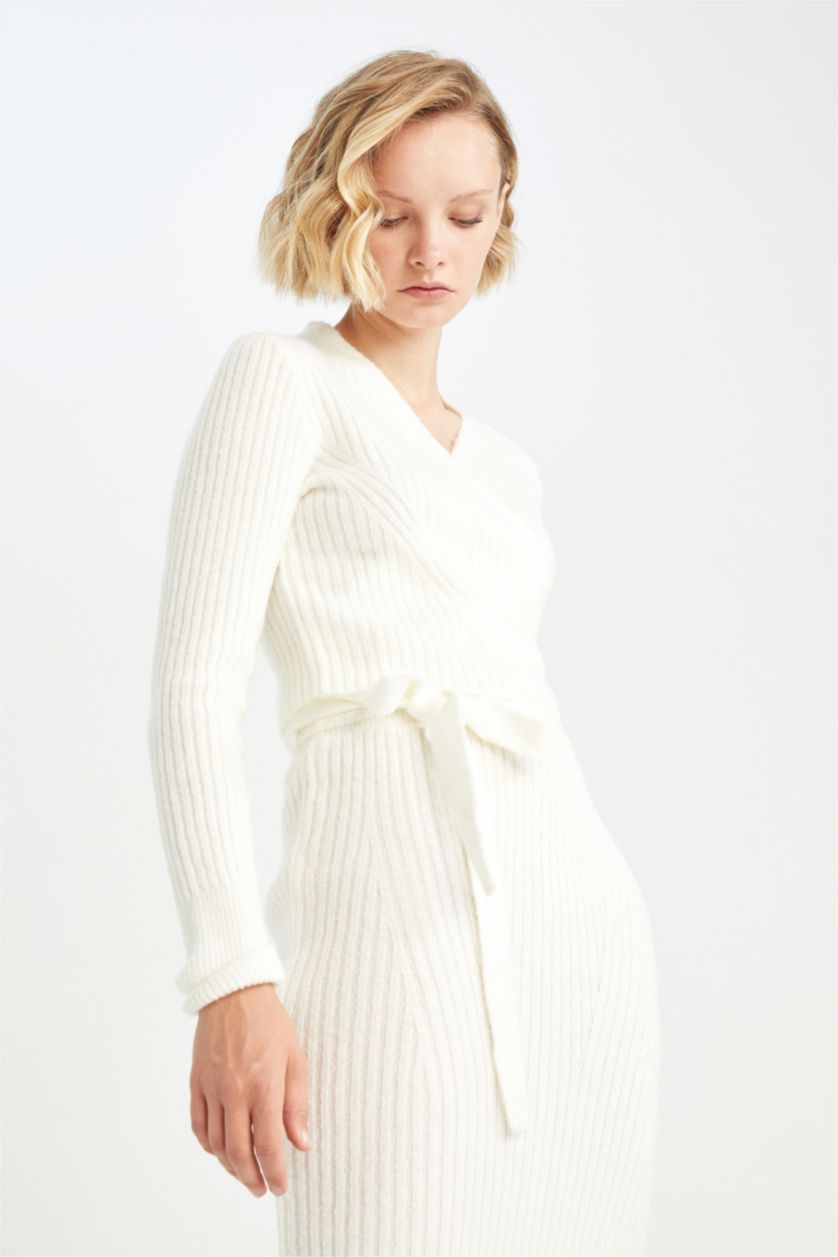 WOMAN Ecru Slim Fit Ribana Cardigan