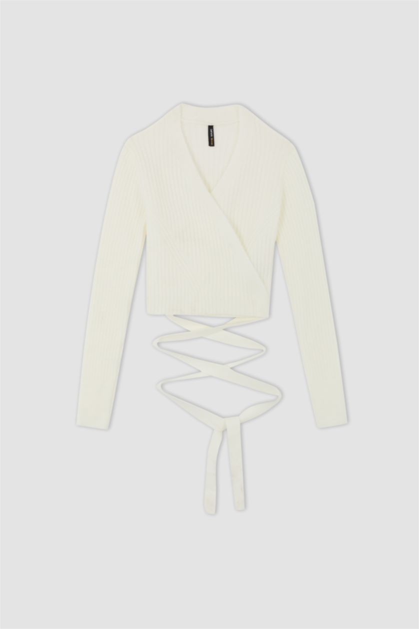 WOMAN Ecru Slim Fit Ribana Cardigan