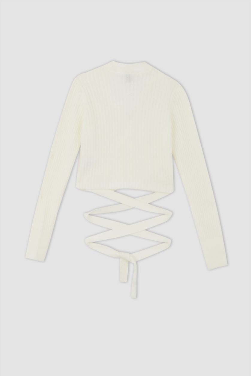 WOMAN Ecru Slim Fit Ribana Cardigan