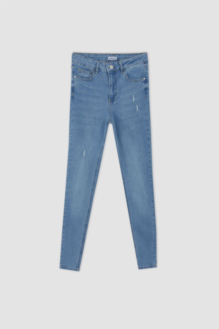 حريمي أزرق فاتح بنطلون جينز سوبر سكيني