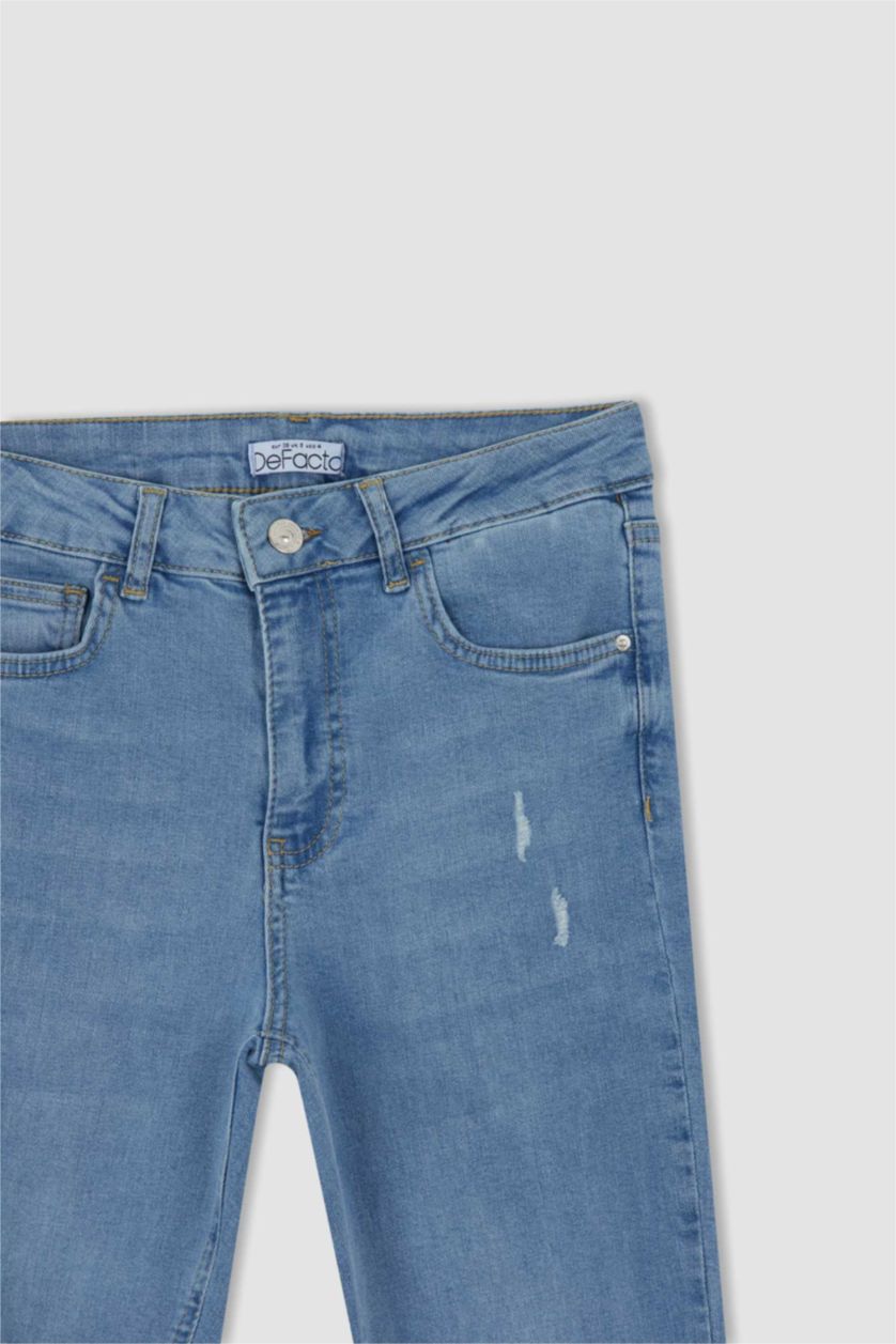 حريمي أزرق فاتح بنطلون جينز سوبر سكيني