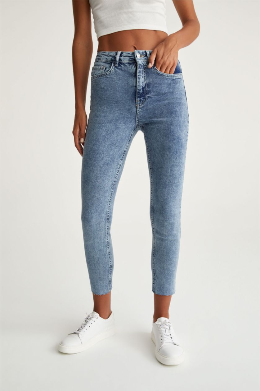 WOMAN Light Blue Slim Fit High Waist Jeans