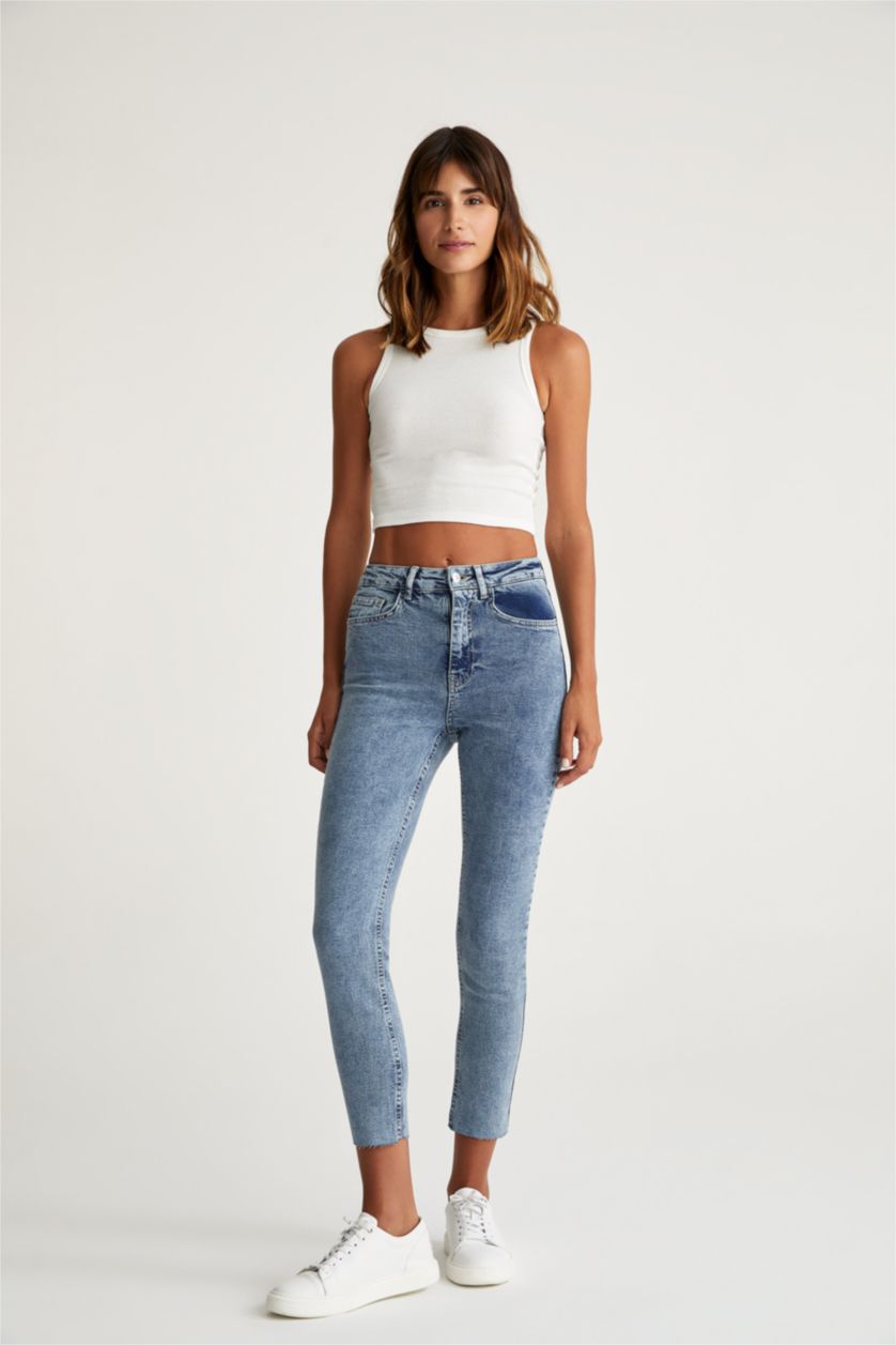 WOMAN Light Blue Slim Fit High Waist Jeans