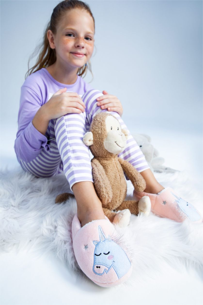 Kız Çocuk - Genç Kız Turuncu Kız Çocuk Düz Taban Ev Terliği