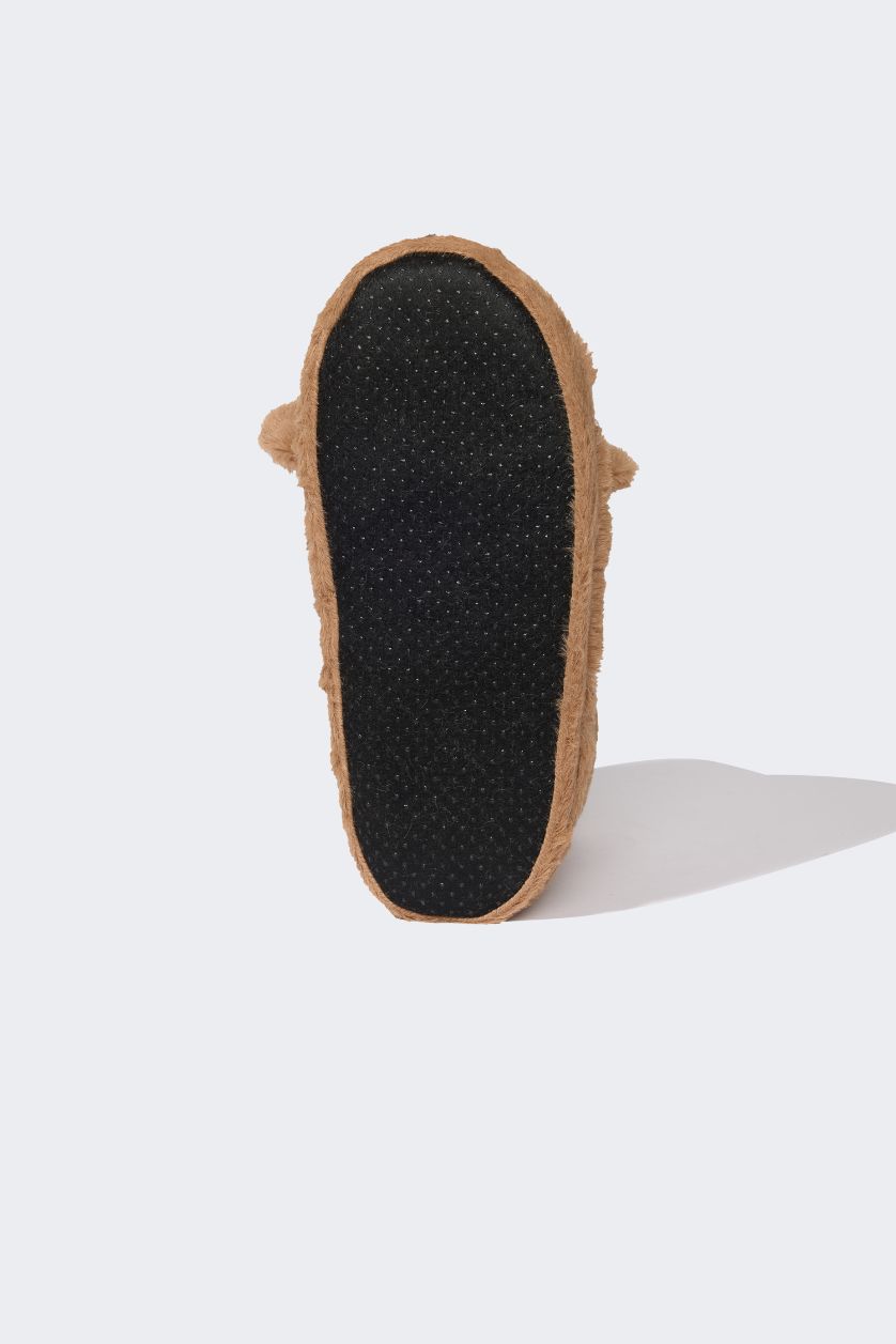 Kız Çocuk - Genç Kız Kahve Yılbaşı Temalı Düz Taban Ev Botu Kız Çocuk