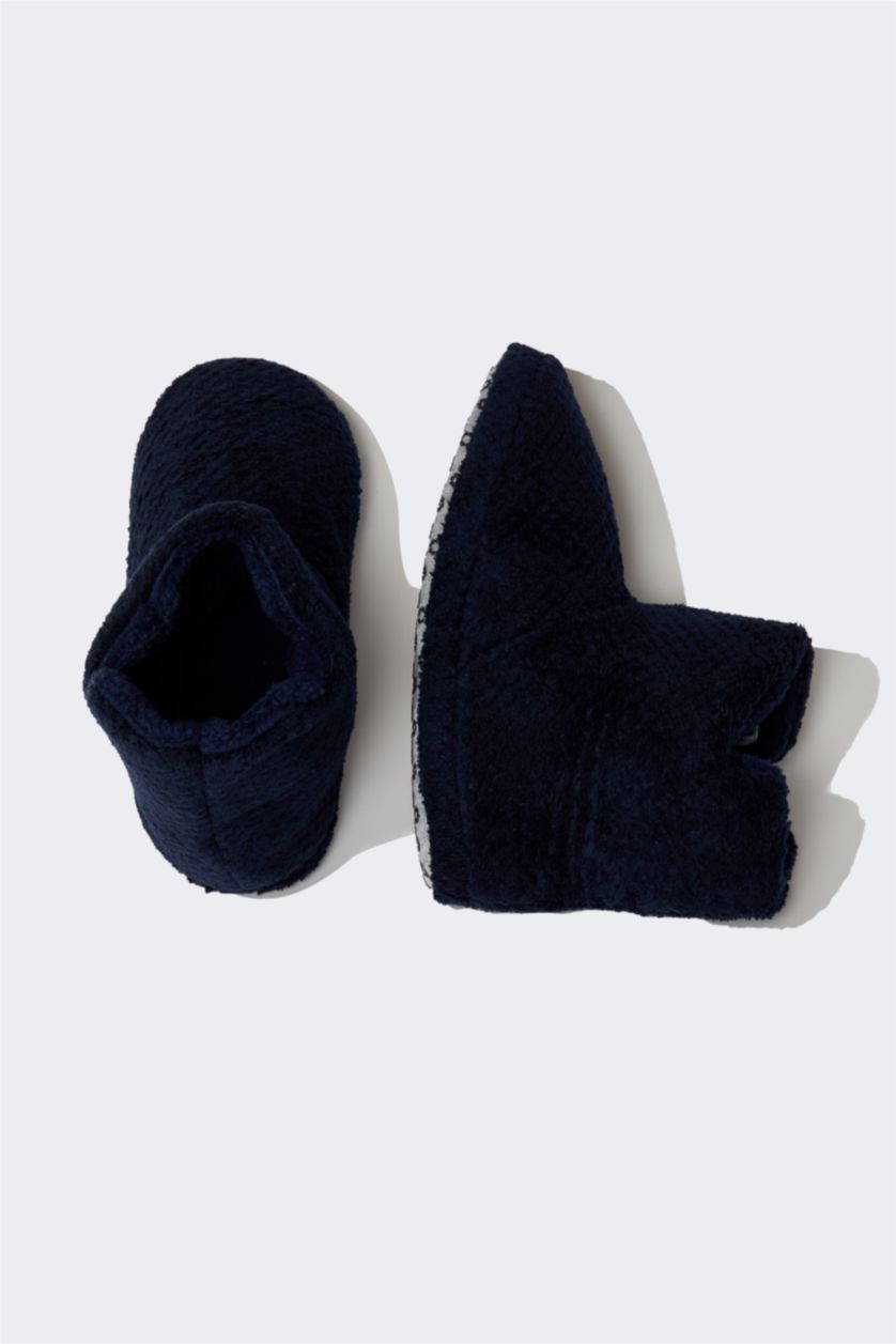 Erkek Çocuk - Genç Erkek Lacivert Erkek Çocuk Pelüş Düz Taban Ev Botu