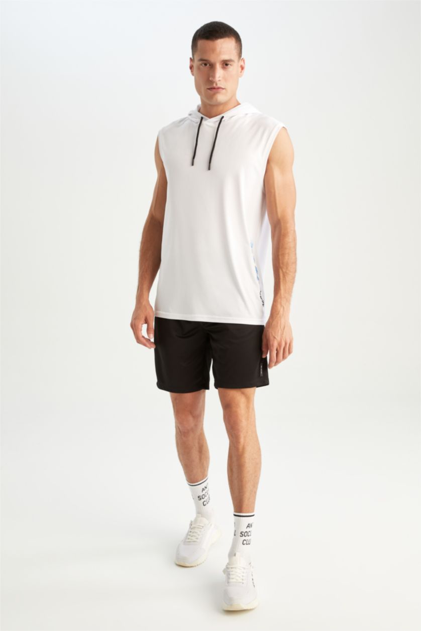 Man White Defacto Fit Comfort Fit Hooded Sports Athlete