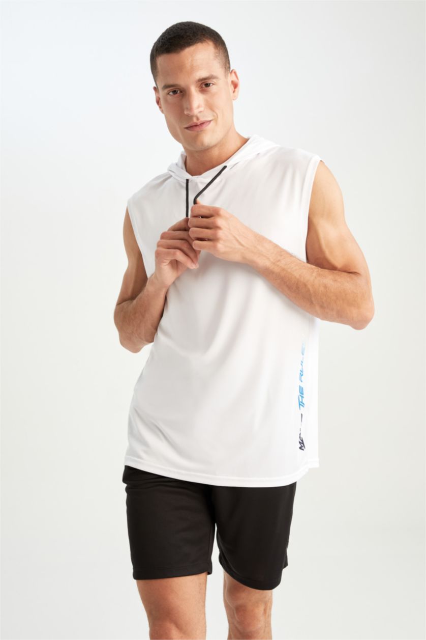 Man White Defacto Fit Comfort Fit Hooded Sports Athlete