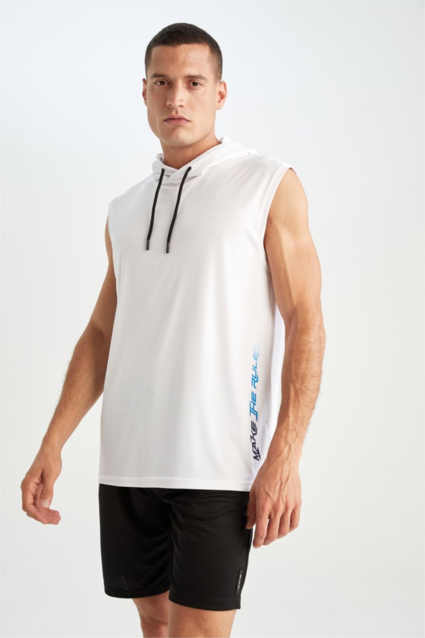 Man White Defacto Fit Comfort Fit Hooded Sports Athlete