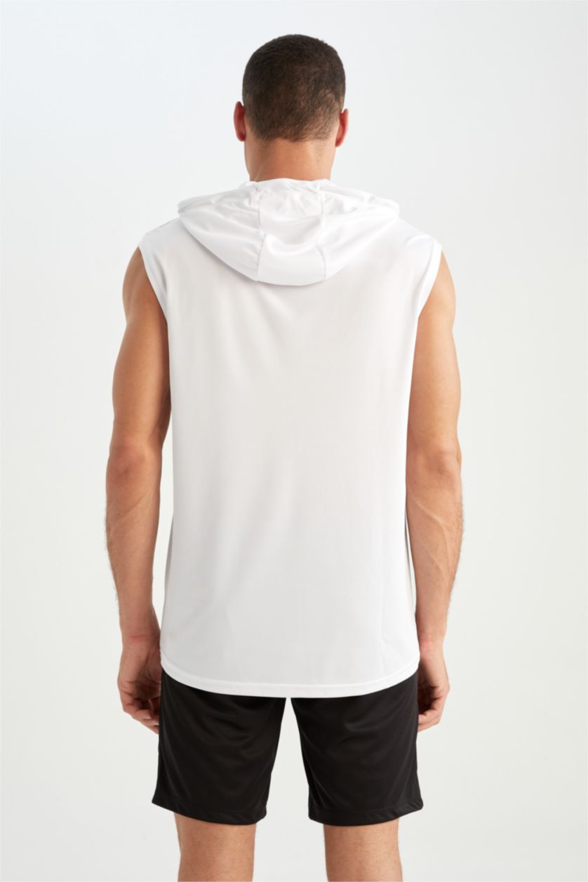 Man White Defacto Fit Comfort Fit Hooded Sports Athlete