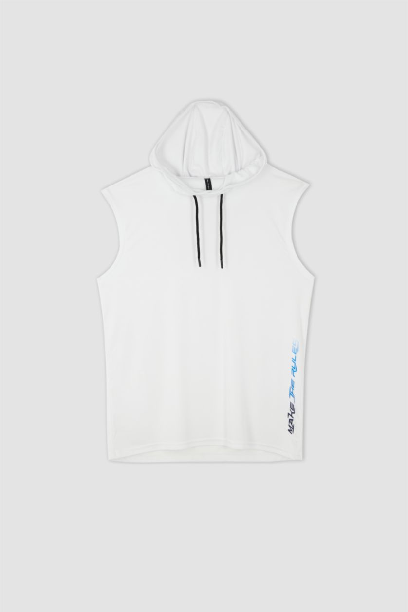 Man White Defacto Fit Comfort Fit Hooded Sports Athlete