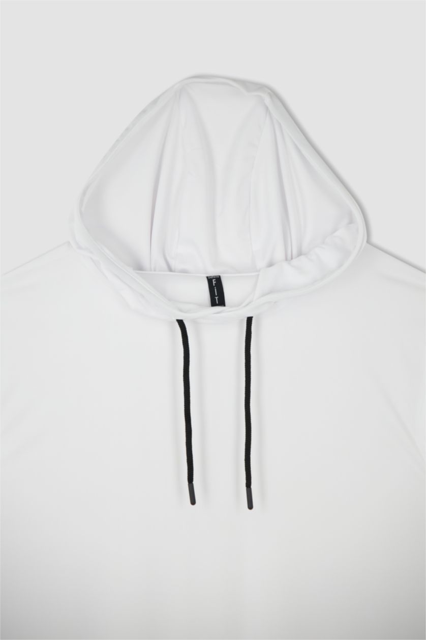 Man White Defacto Fit Comfort Fit Hooded Sports Athlete