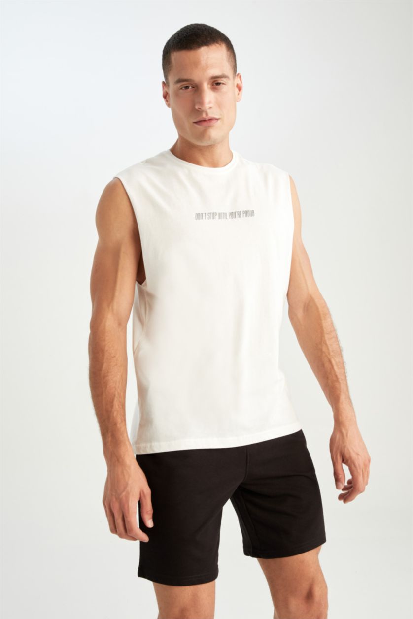 MAN White DeFactoFit Boxy Fit Crew Neck Cotton T Shirt