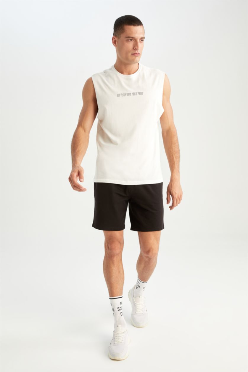 MAN White DeFactoFit Boxy Fit Crew Neck Cotton T Shirt