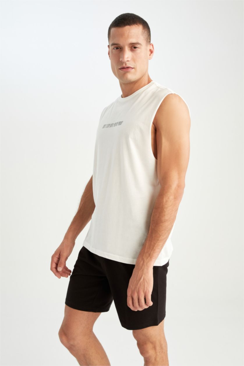 MAN White DeFactoFit Boxy Fit Crew Neck Cotton T Shirt