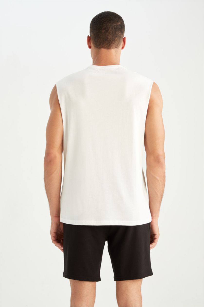 MAN White DeFactoFit Boxy Fit Crew Neck Cotton T Shirt