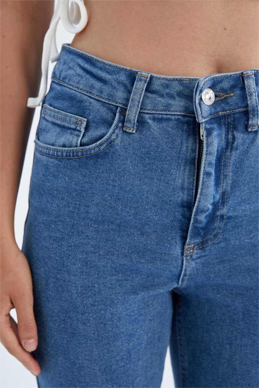 FEMME BLEU Clair Taille haute Coupe Slim vintage