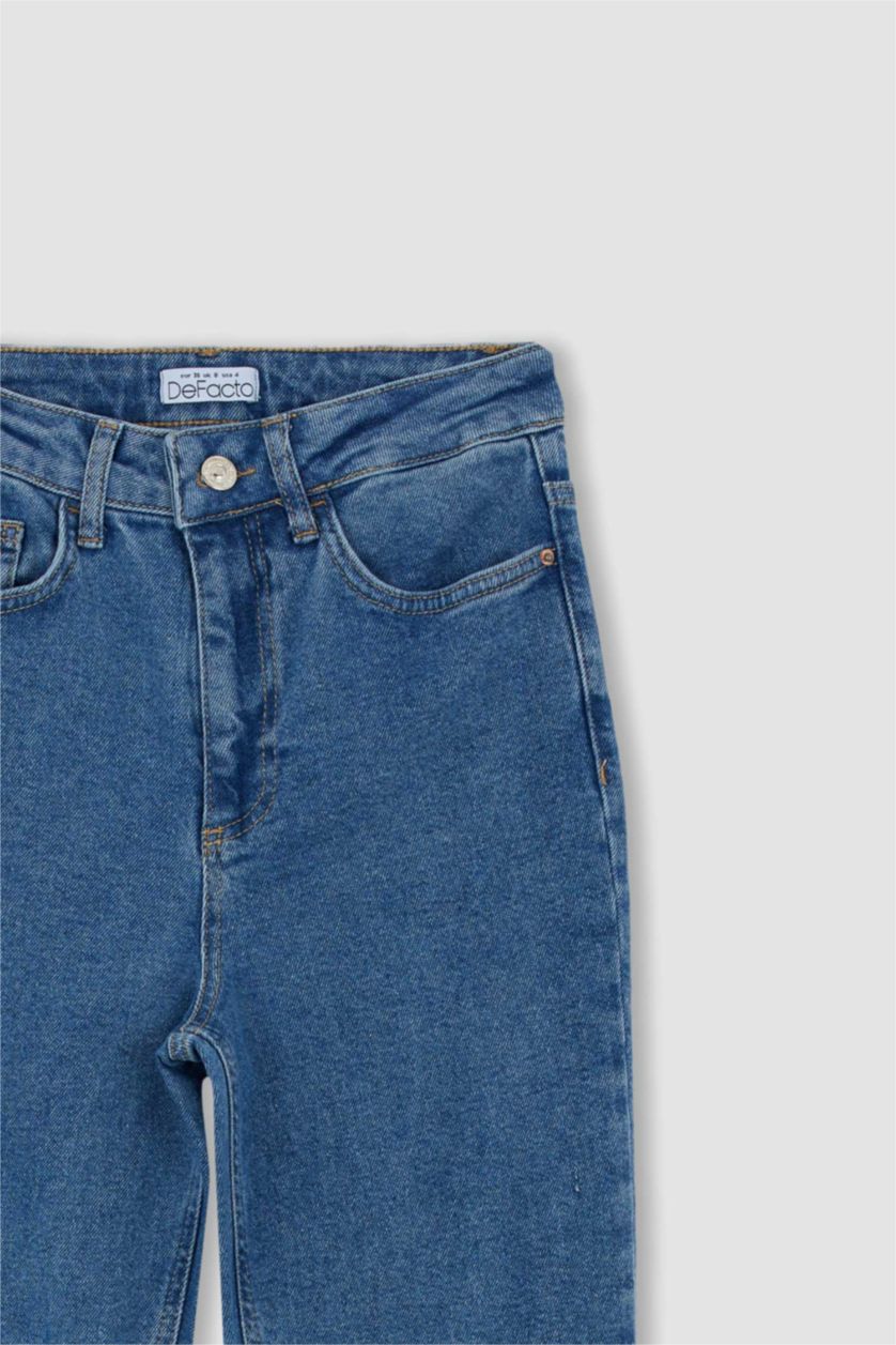 FEMME BLEU Clair Taille haute Coupe Slim vintage