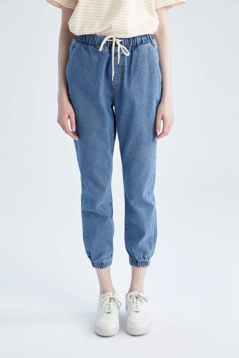 حريمي أزرق بنطلون جوجر بخصر عادي