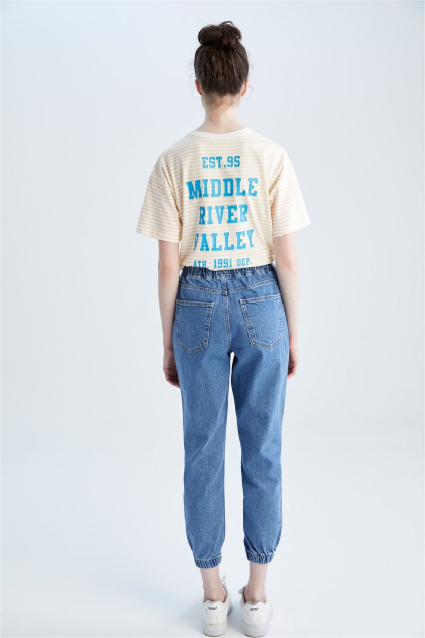 حريمي أزرق بنطلون جوجر بخصر عادي