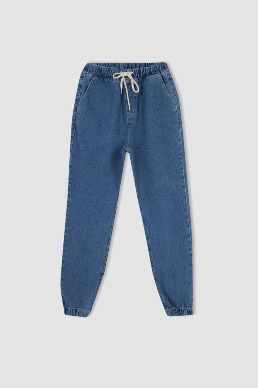 حريمي أزرق بنطلون جوجر بخصر عادي