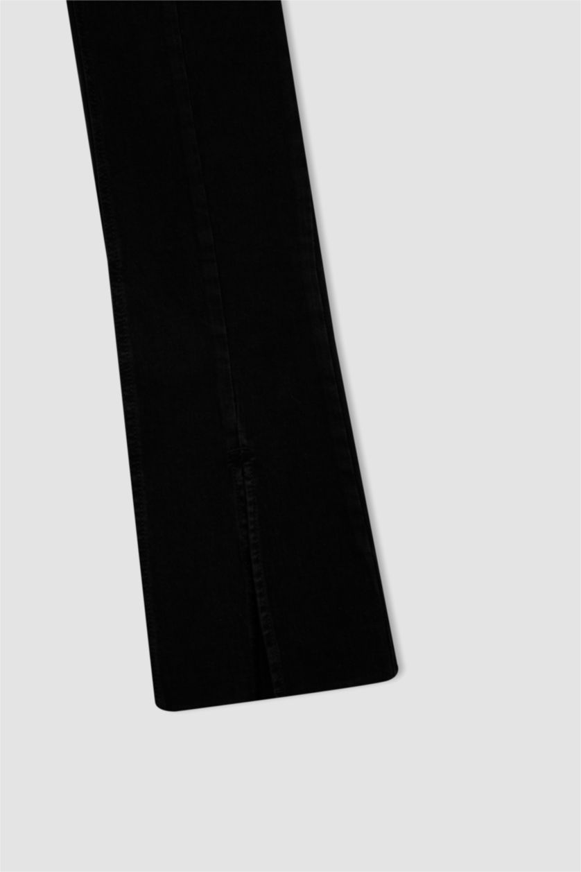 نساء أسود سروال جينز برجل واسع بساق ممزق