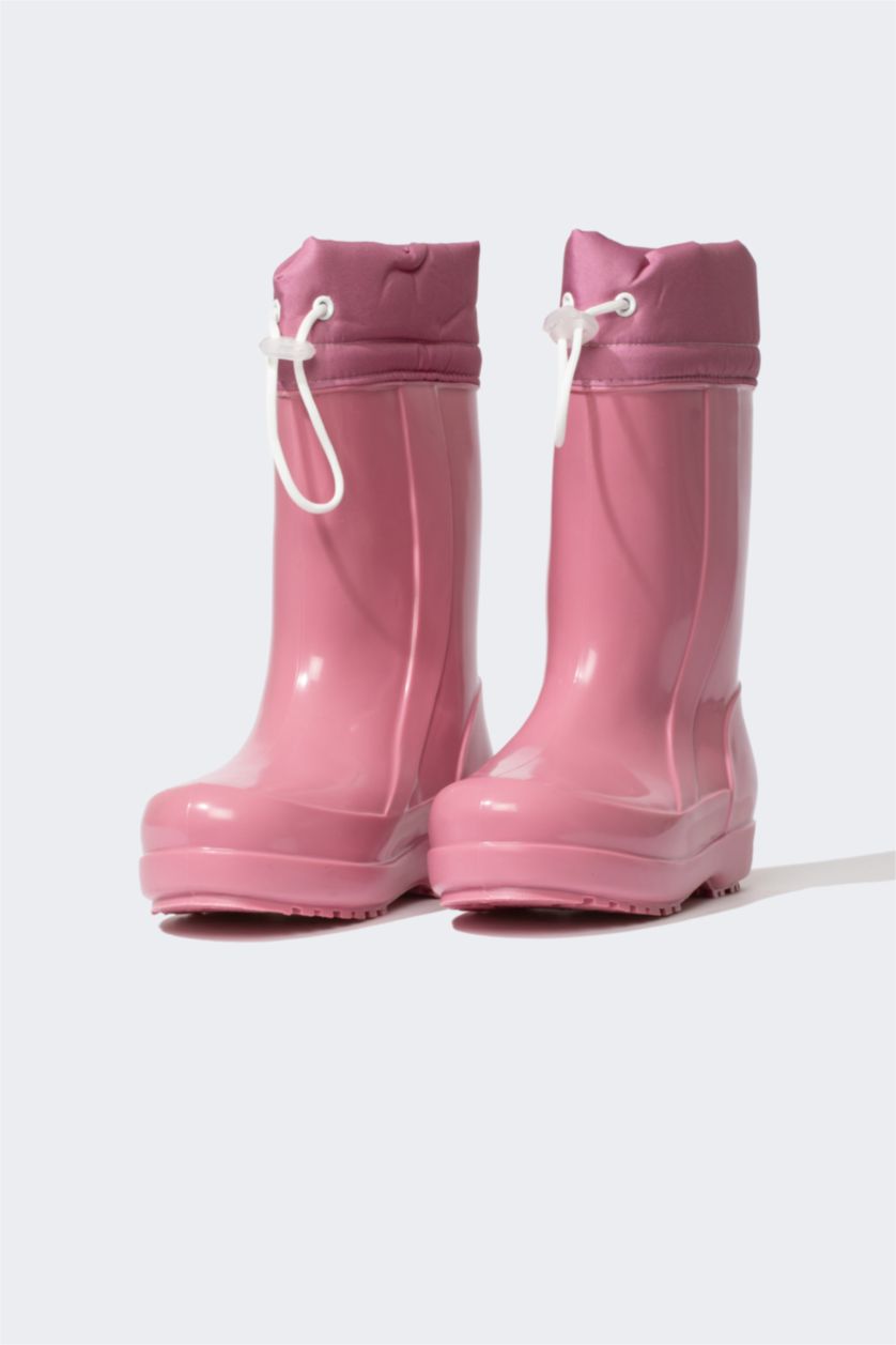Девочки и подростки Розовый Резиновые сапоги на плоской подошве из искусственной кожи для девочек