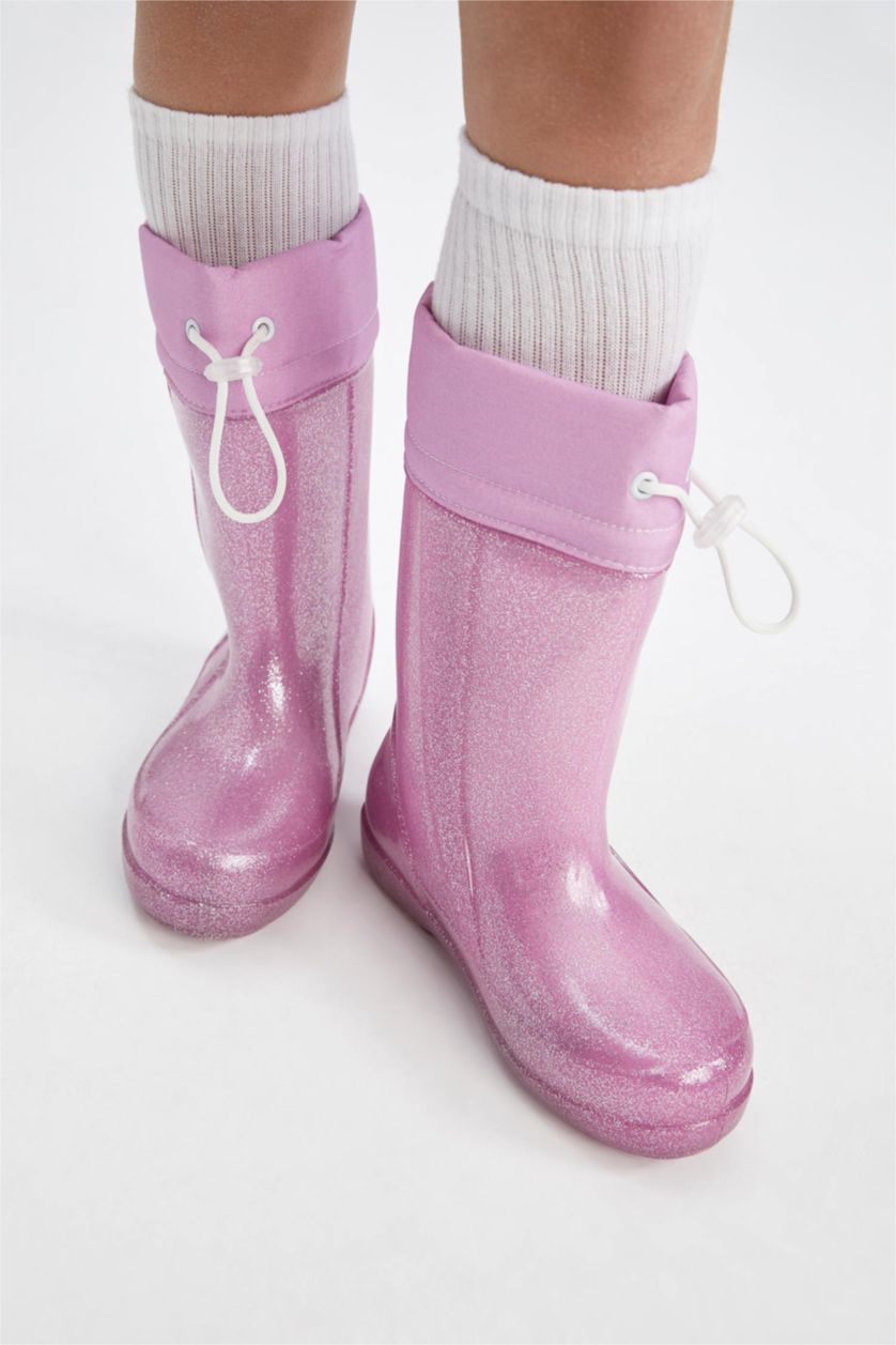 FILLES Rose Bottes de pluie Semelle Haute Fille