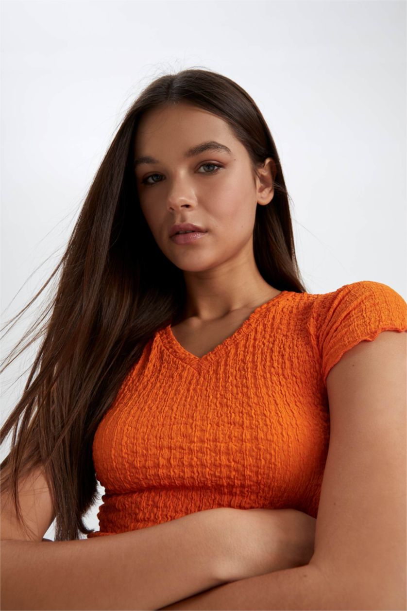 FEMME Orange T-shirt à manches courtes Coupe Slim