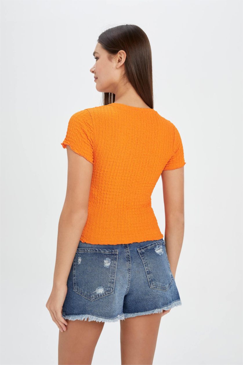 FEMME Orange T-shirt à manches courtes Coupe Slim