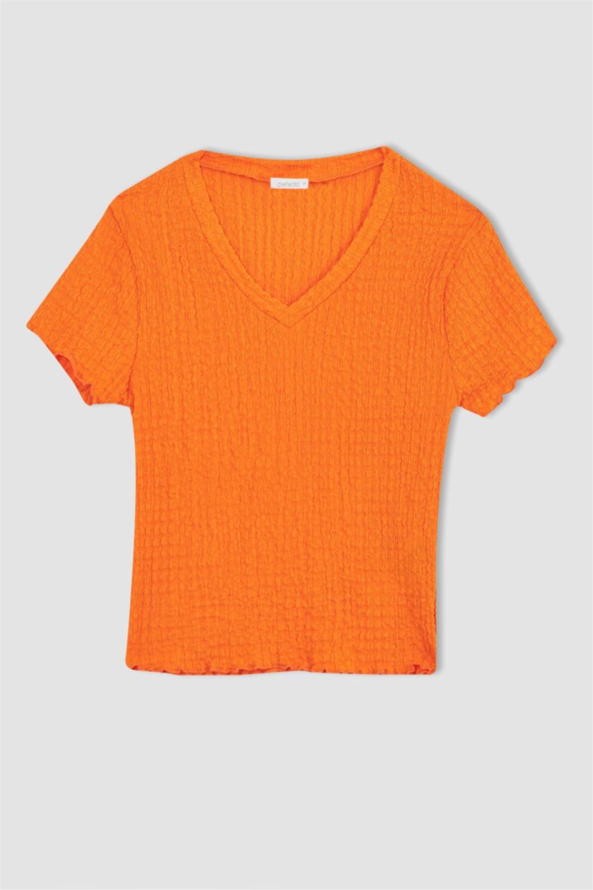 FEMME Orange T-shirt à manches courtes Coupe Slim