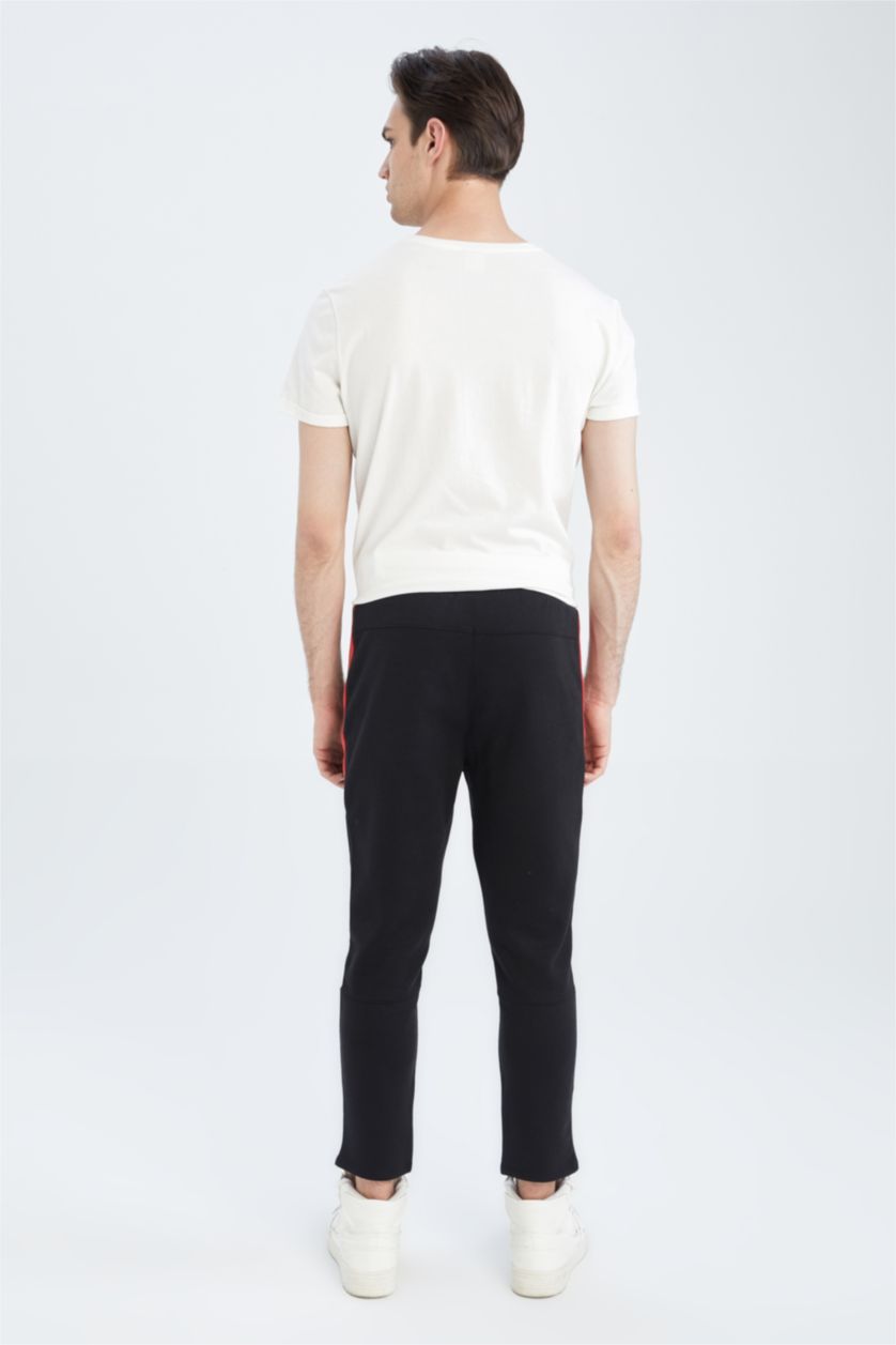 HOMME Noir Pantalon De Survêtement Coupe Slim Avec Poche Zippée