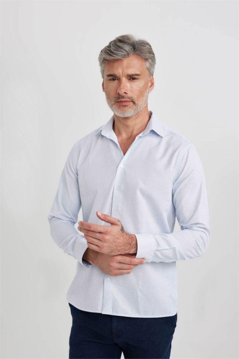MAN White Modern Fit Long Sleeve Shirt