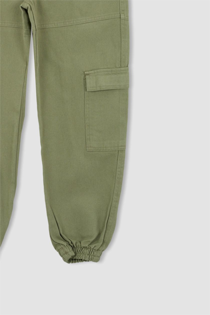 Woman Mint Cargo Jogger With Cargo Pocket Gabardine Trousers