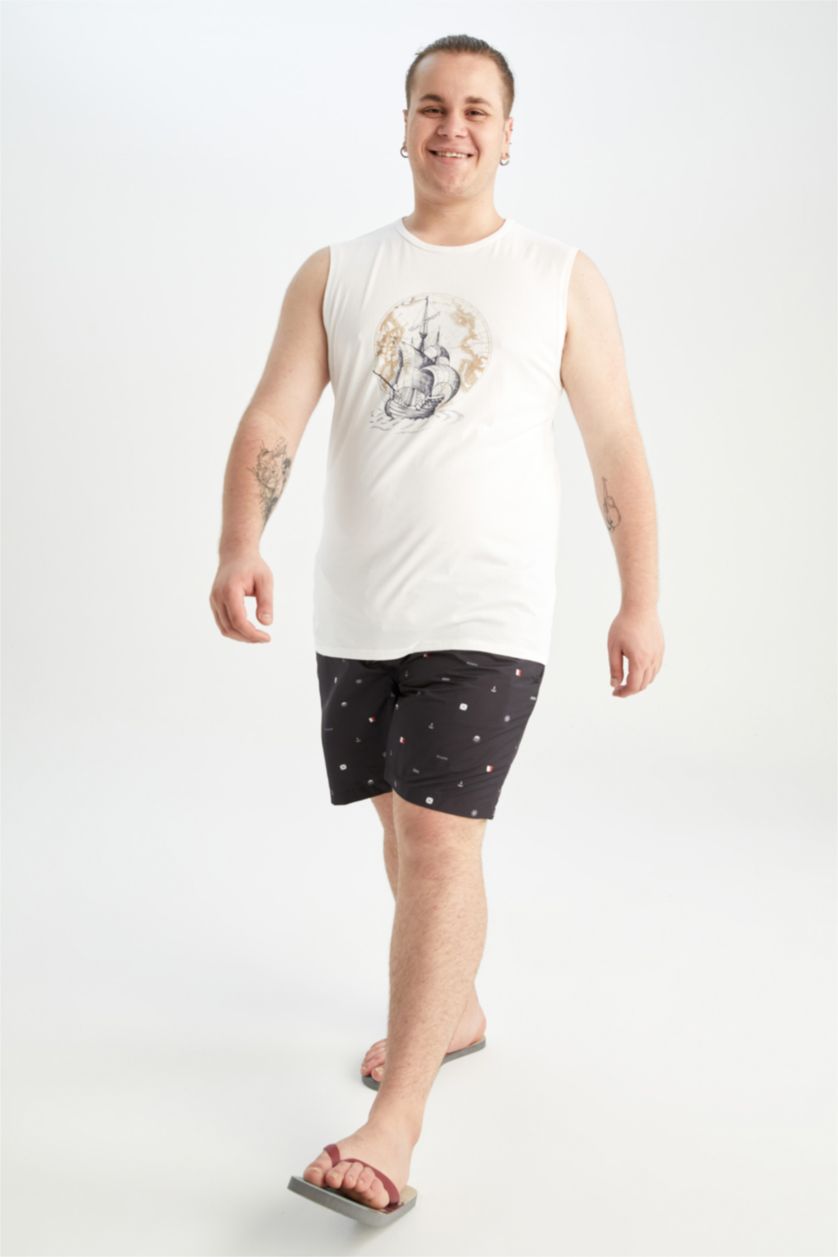 Erkek Lacivert Regular Fıt Diz Üstü