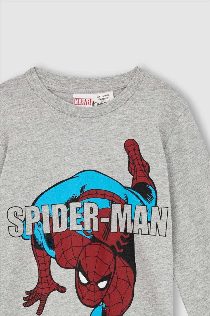 BOYS & TEENS Grey Melange تيشيرت كم طويل قصة عادية