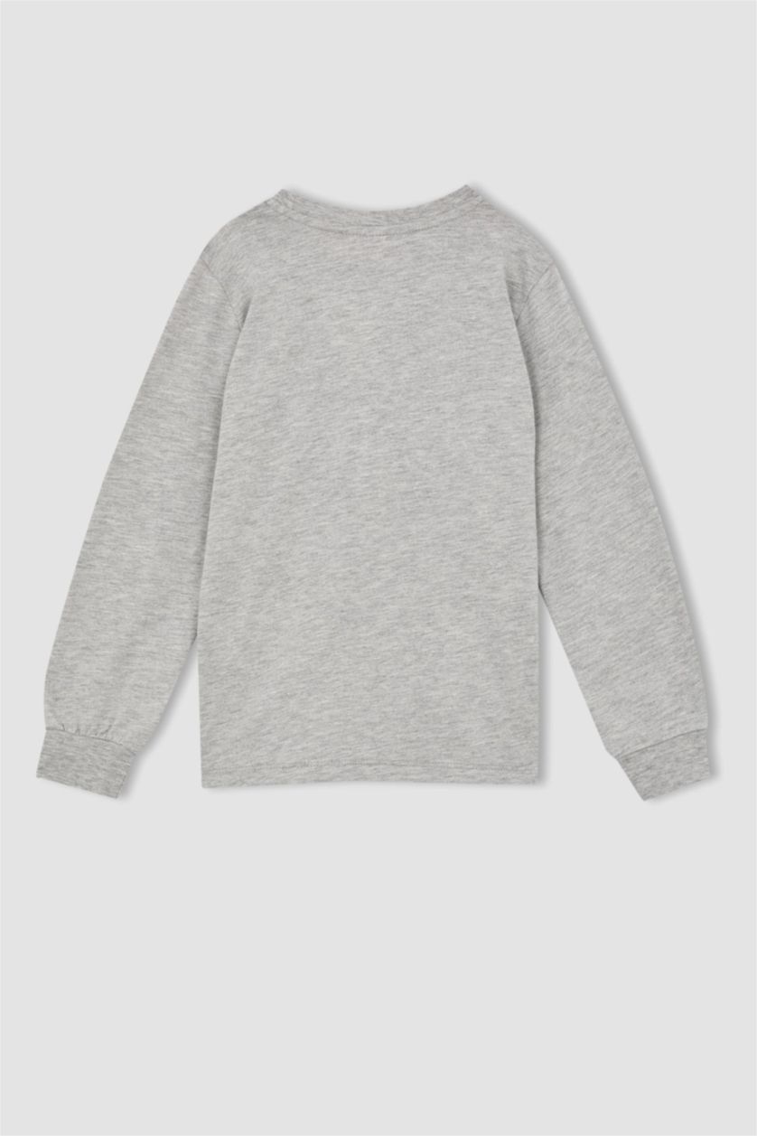 BOYS & TEENS Grey Melange تيشيرت كم طويل قصة عادية