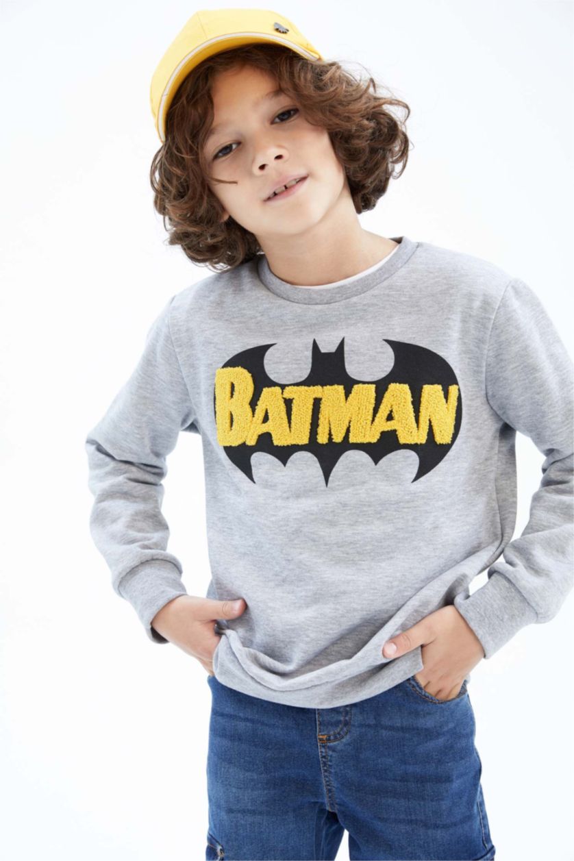 أولاد ميلانج رمادي فاتح سويت شيرت ولادي بياقة مستديرة من باتمان