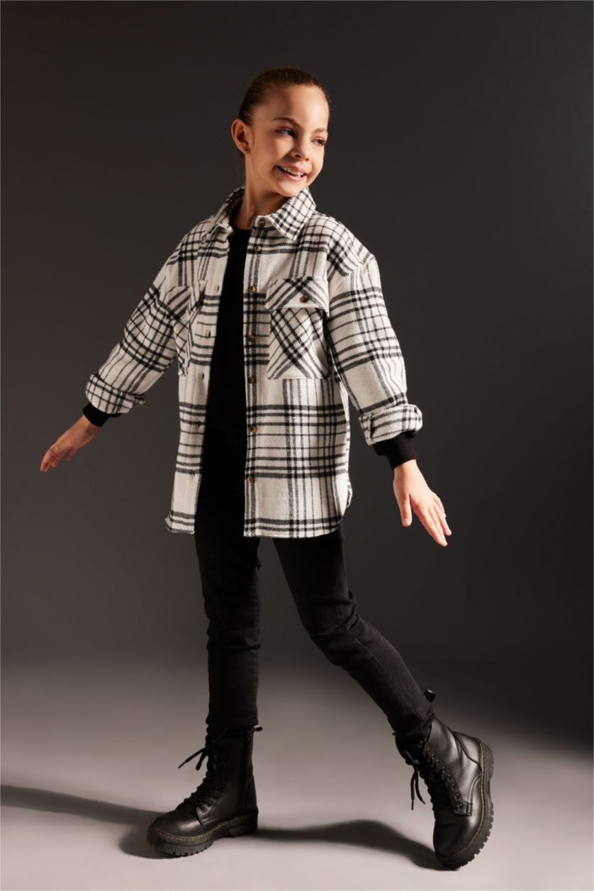 GIRLS & TEENS Black Girls Flannel Reversible Long Sleeve Shirt