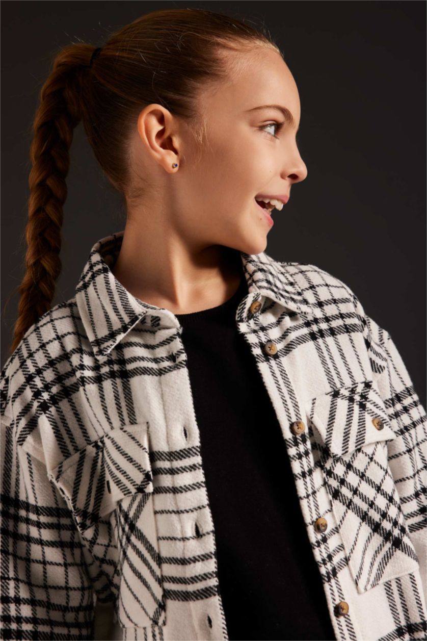 GIRLS & TEENS Black Girls Flannel Reversible Long Sleeve Shirt