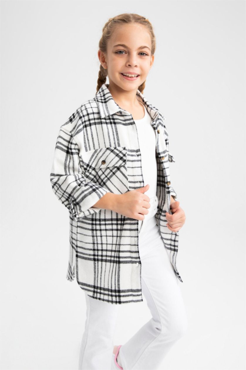 GIRLS & TEENS Black Girls Flannel Reversible Long Sleeve Shirt