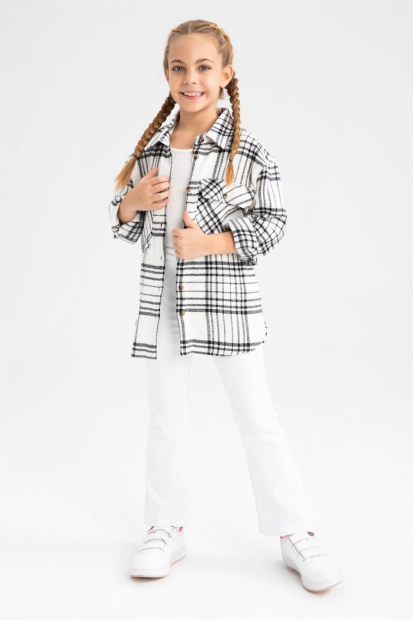 GIRLS & TEENS Black Girls Flannel Reversible Long Sleeve Shirt
