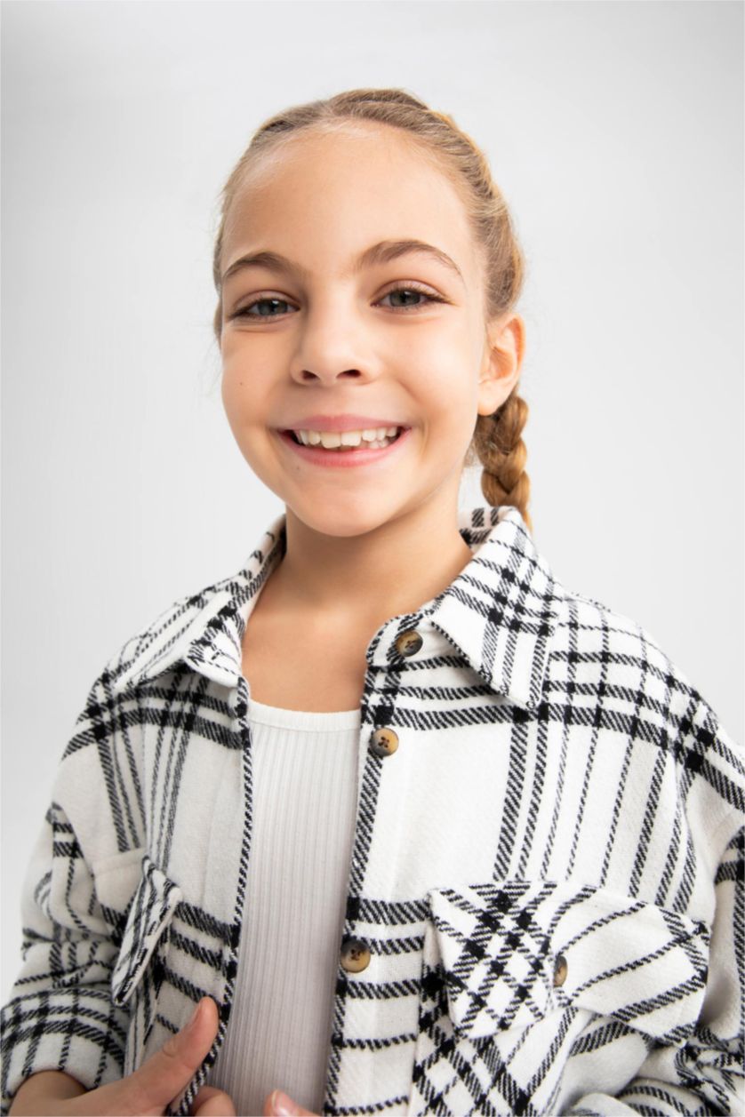 GIRLS & TEENS Black Girls Flannel Reversible Long Sleeve Shirt