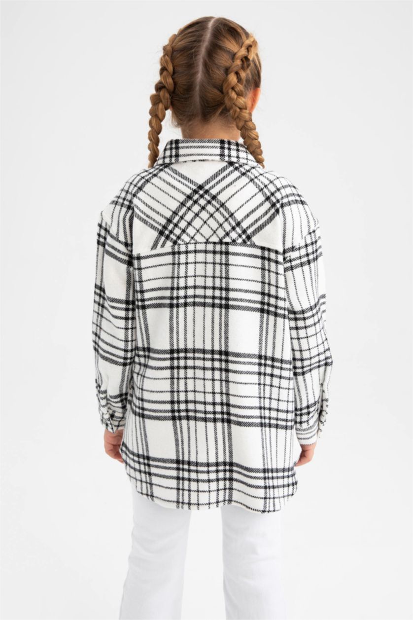 GIRLS & TEENS Black Girls Flannel Reversible Long Sleeve Shirt